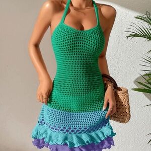 Mesh, Halter Tie Speing/Summer Cover Up Dress